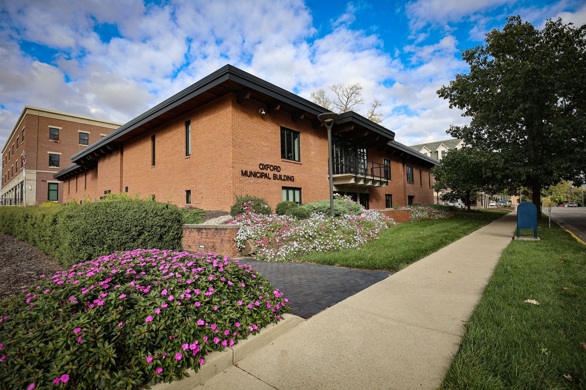Modern government brick buildings in the city of Oxford in Ohio